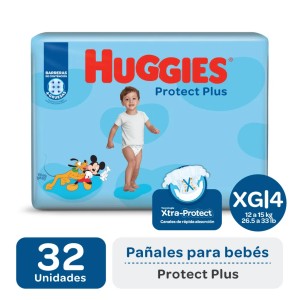 HUGGIES PAÑAL PROTECT PLUS HIPER XG x 32u